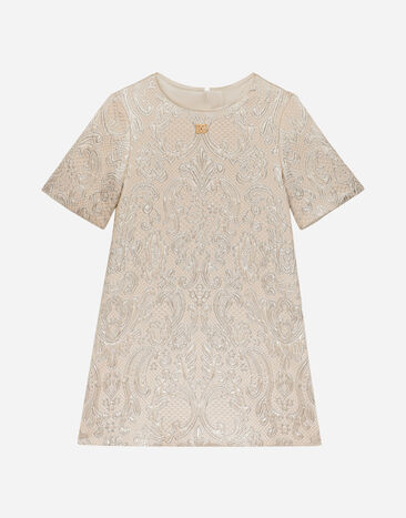 Dolce & Gabbana Short-sleeved brocade dress Black EB0003AB000