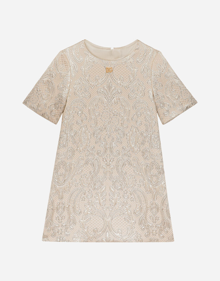 DolceGabbanaSpa Short-sleeved brocade dress Gold L53DS3FJMWE