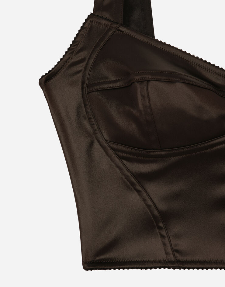 Dolce&Gabbana Shiny satin corset top Brown F7W98TFURMV