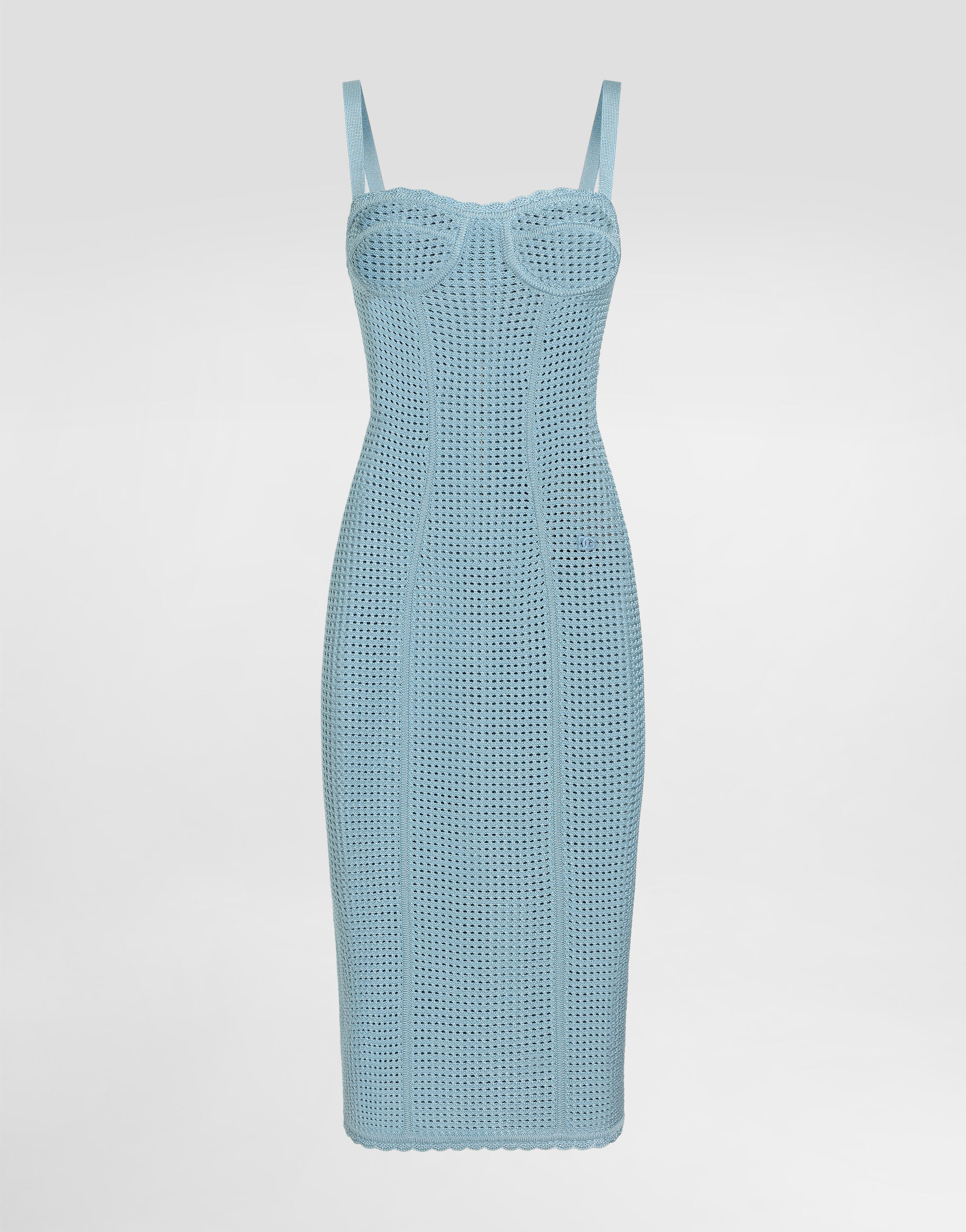 Openwork knit bustier dress in Blue for Women | Dolce&Gabbana®