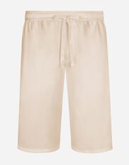 Dolce&Gabbana Silk satin jogging shorts with metal DG logo Pale Pink I4182MFU1AU