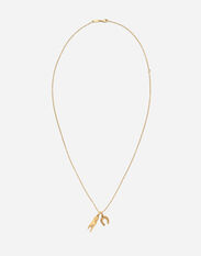 Dolce & Gabbana Good luck hand with horn and horseshoe pendants on yellow gold chain White WAQP1GWAQM1