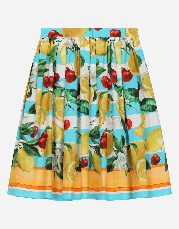 Dolce & Gabbana Poplin skirt with lemon and cherry print Print L54I94G7L8Z