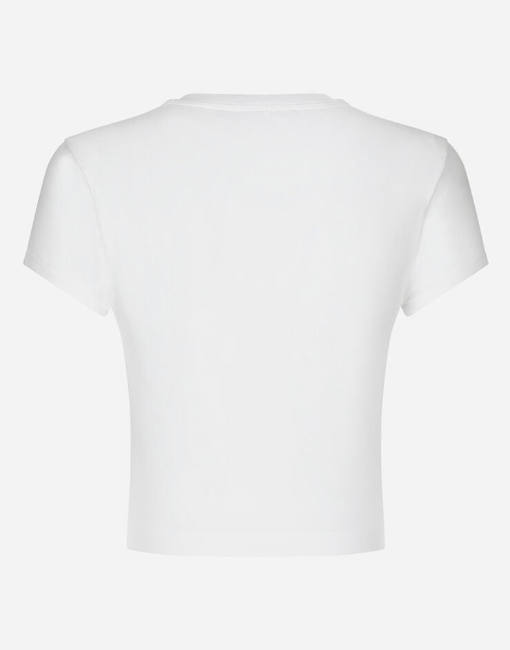 Dolce&Gabbana Short T-shirt with DG logo White F8U48ZFU7EQ