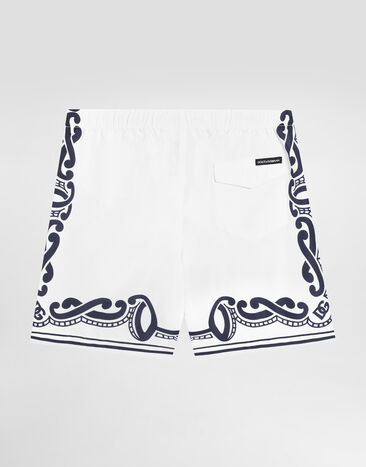 Dolce & Gabbana Fabric swim trunks with bandanna print Print L4J818ON04N