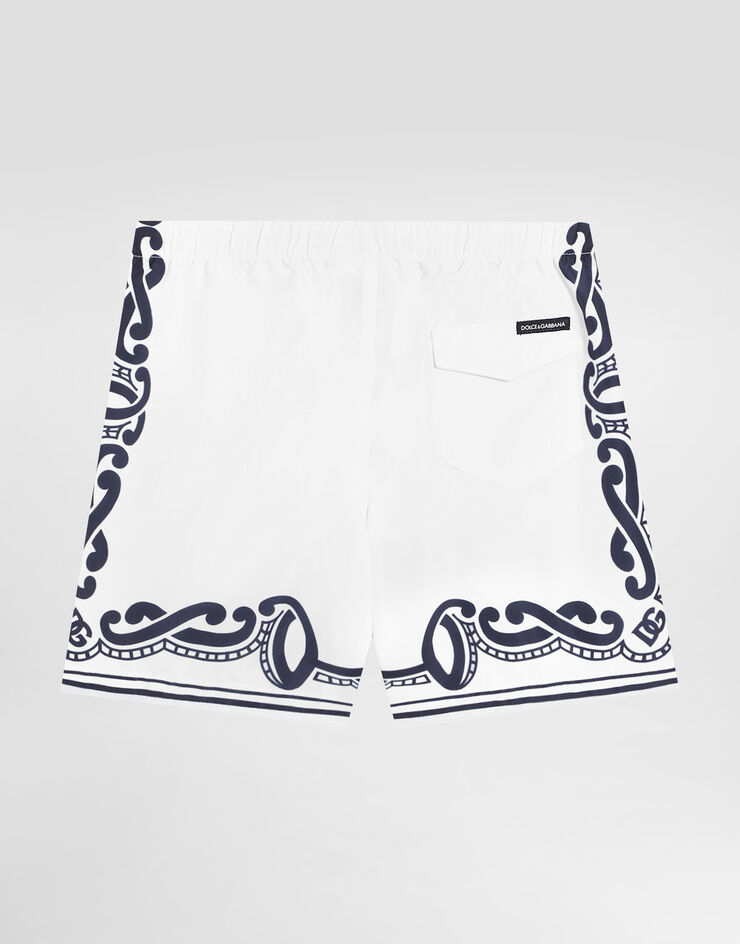 Dolce & Gabbana Fabric swim trunks with bandanna print Print L4J818ON04N