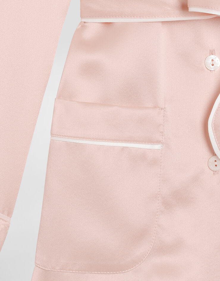 Dolce & Gabbana Camicia vanity in raso di seta Rosa L56S22FU1AU