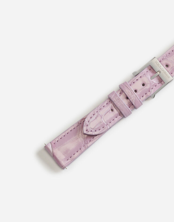 Dolce & Gabbana Bracelet en alligator avec boucle à ardillon en acier Mauve WSFE2LXLAC1