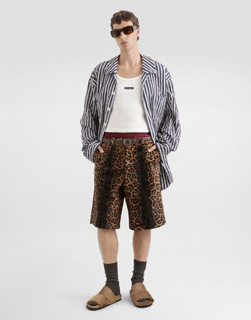 Dolce & Gabbana Leopard-print calfskin trousers Multicolor GP1X7LHULXR
