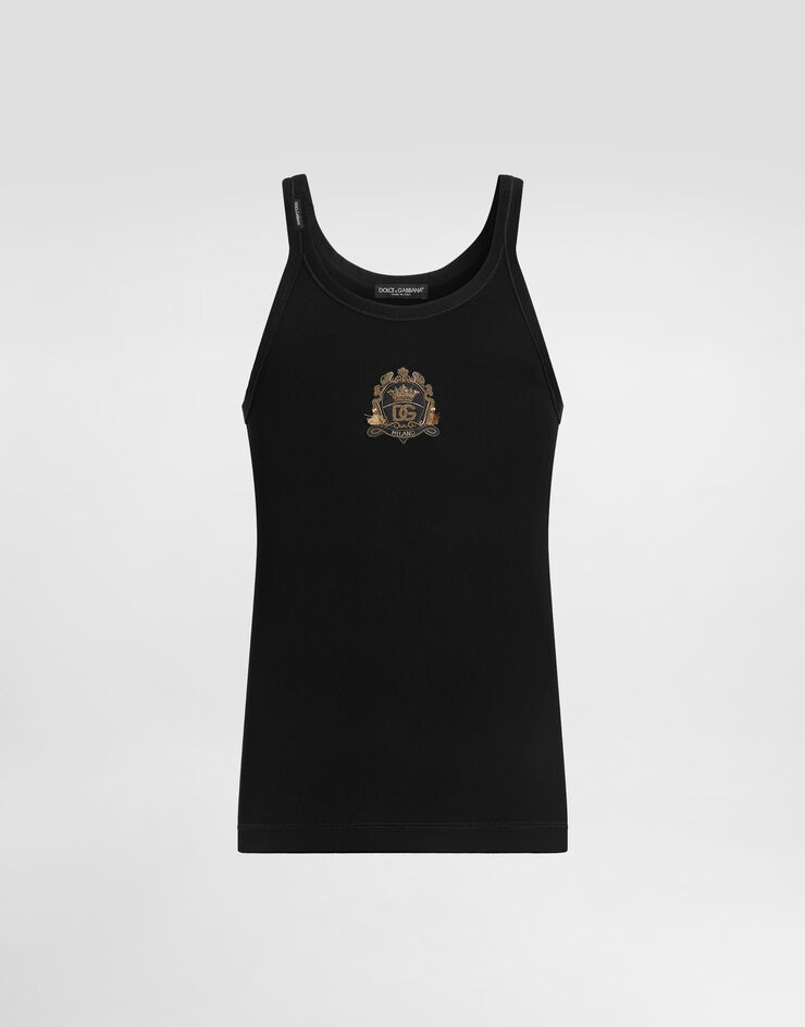 Dolce & Gabbana Camiseta sin mangas de algodón Black G8SY5ZFU7AV