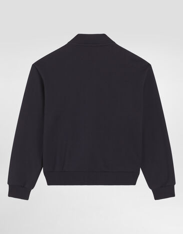 Dolce & Gabbana Zip-up sweatshirt with patch Blue L4JWMSG7PMH