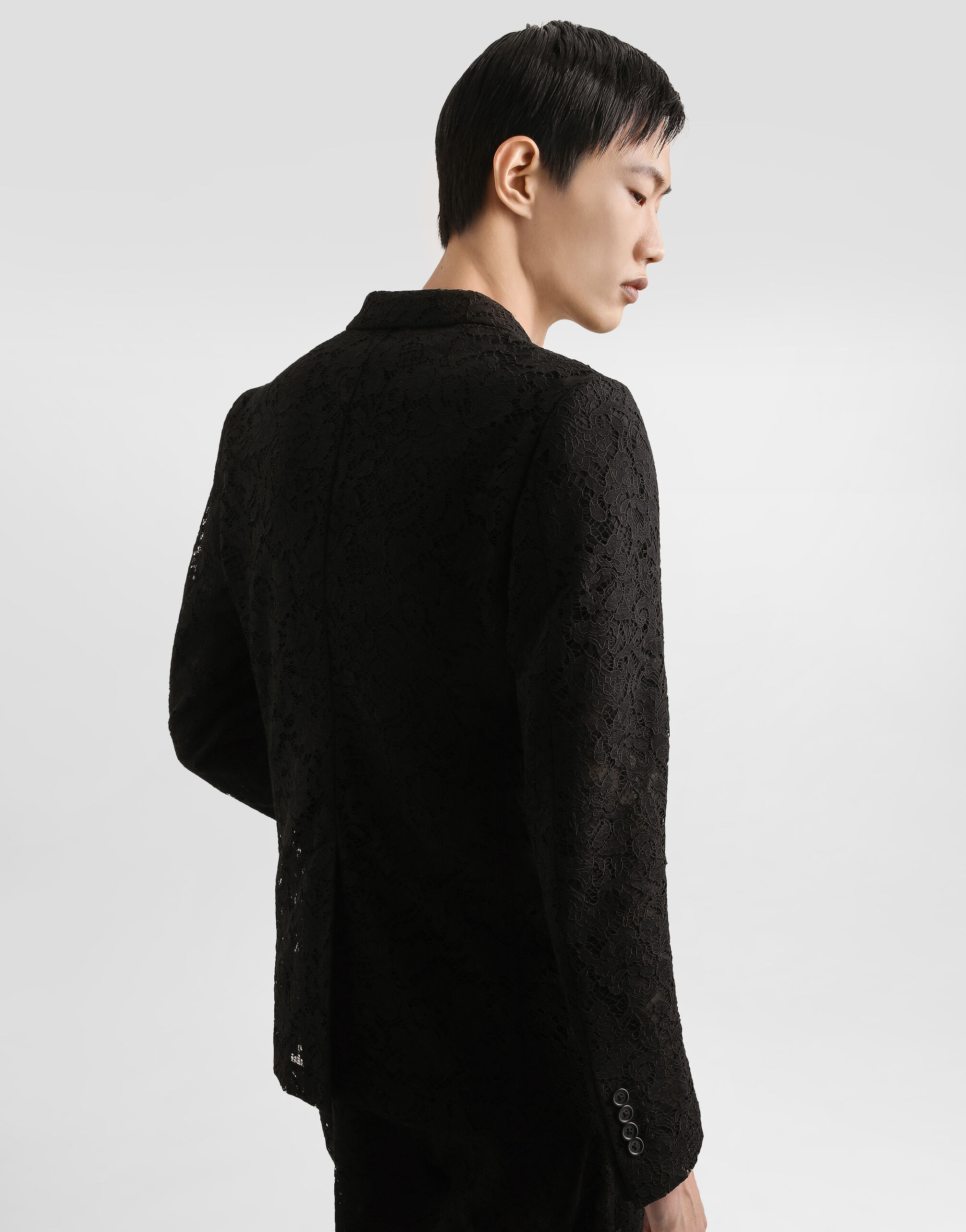 Sicilia double-breasted jacket in cordonetto lace in Black for Men