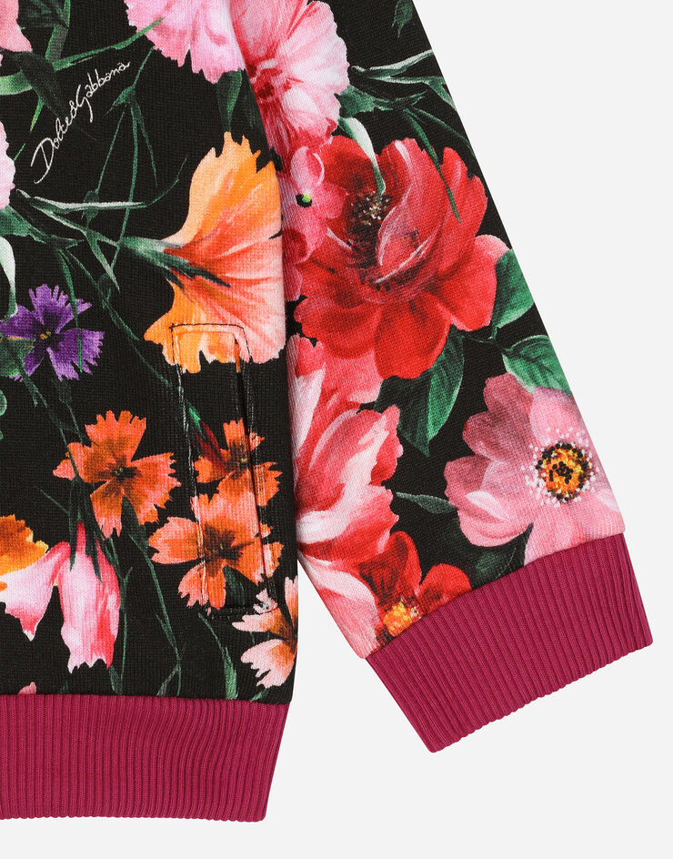 Dolce & Gabbana Sudadera de punto con estampado de flores sobre base negra Imprima L2JWBFHS7PK