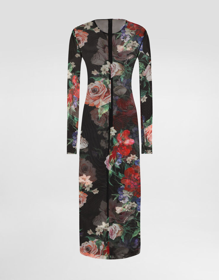 Dolce & Gabbana 花卉印花薄纱中长连衣裙 版画 F6IAPTFSUBV