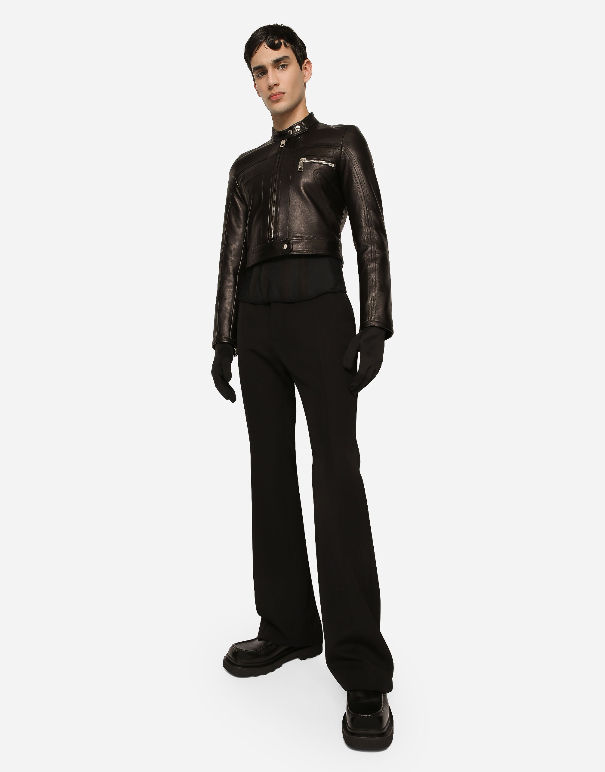 【DOLCE＆GABBANA】ナッパレザーバイカージャケット DOLCE＆GABBANA】ナッパレザーバイカージャケット (Dolce