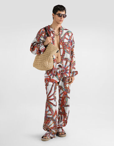 Dolce & Gabbana Carretto-print linen shirt Multicolor G5OS1TFS4H2