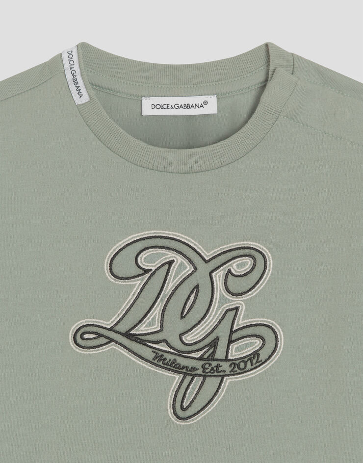 Dolce & Gabbana Jersey t-shirt with DG embroidery Green L1JTEYG7PRR
