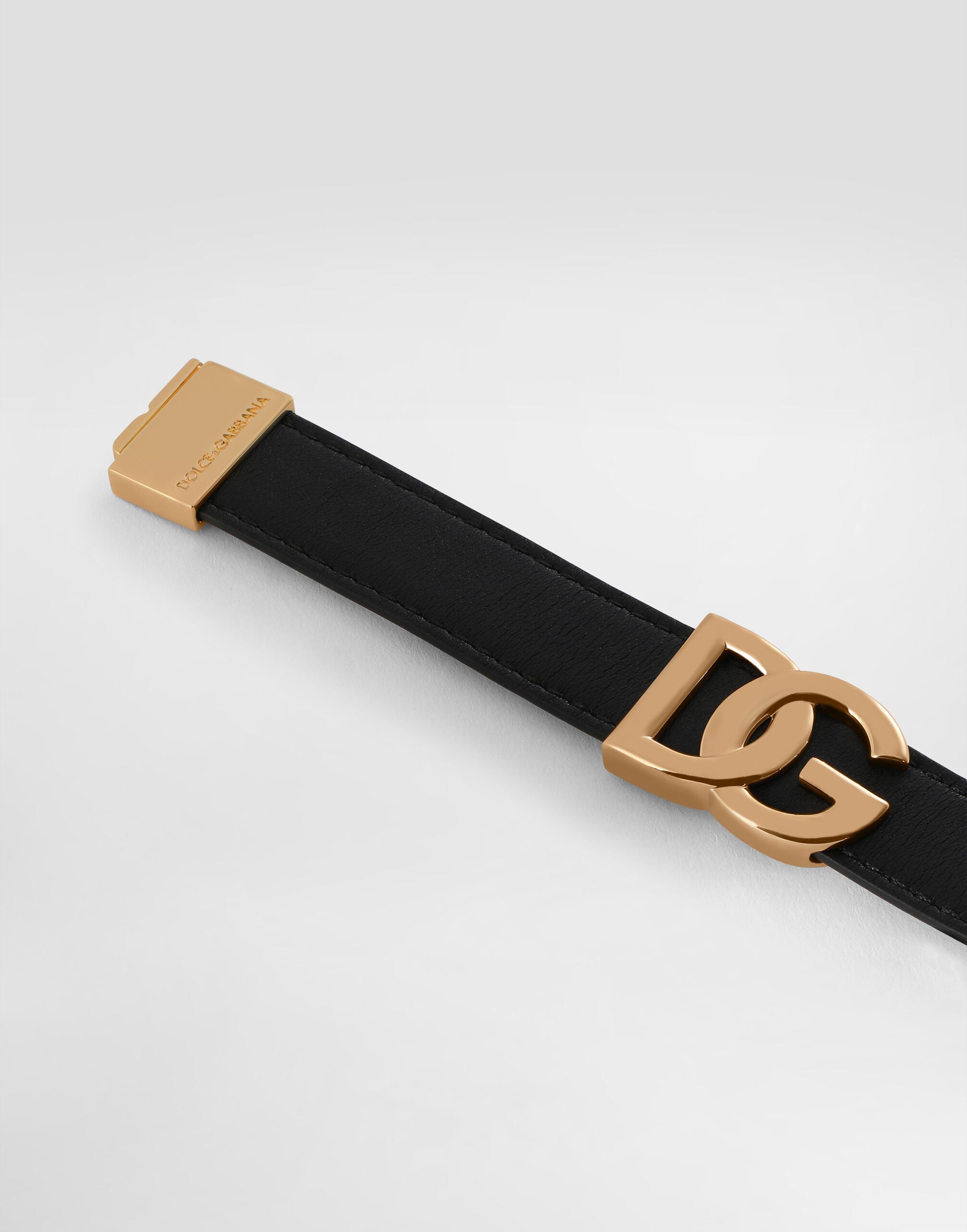 Calfskin bracelet with DG logo in Black for Men | Dolce&Gabbana® US