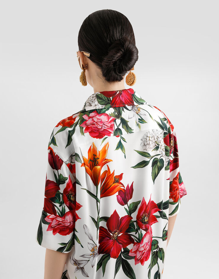 Dolce & Gabbana Flower-print charmeuse shirt Print F5N17TFSA7V