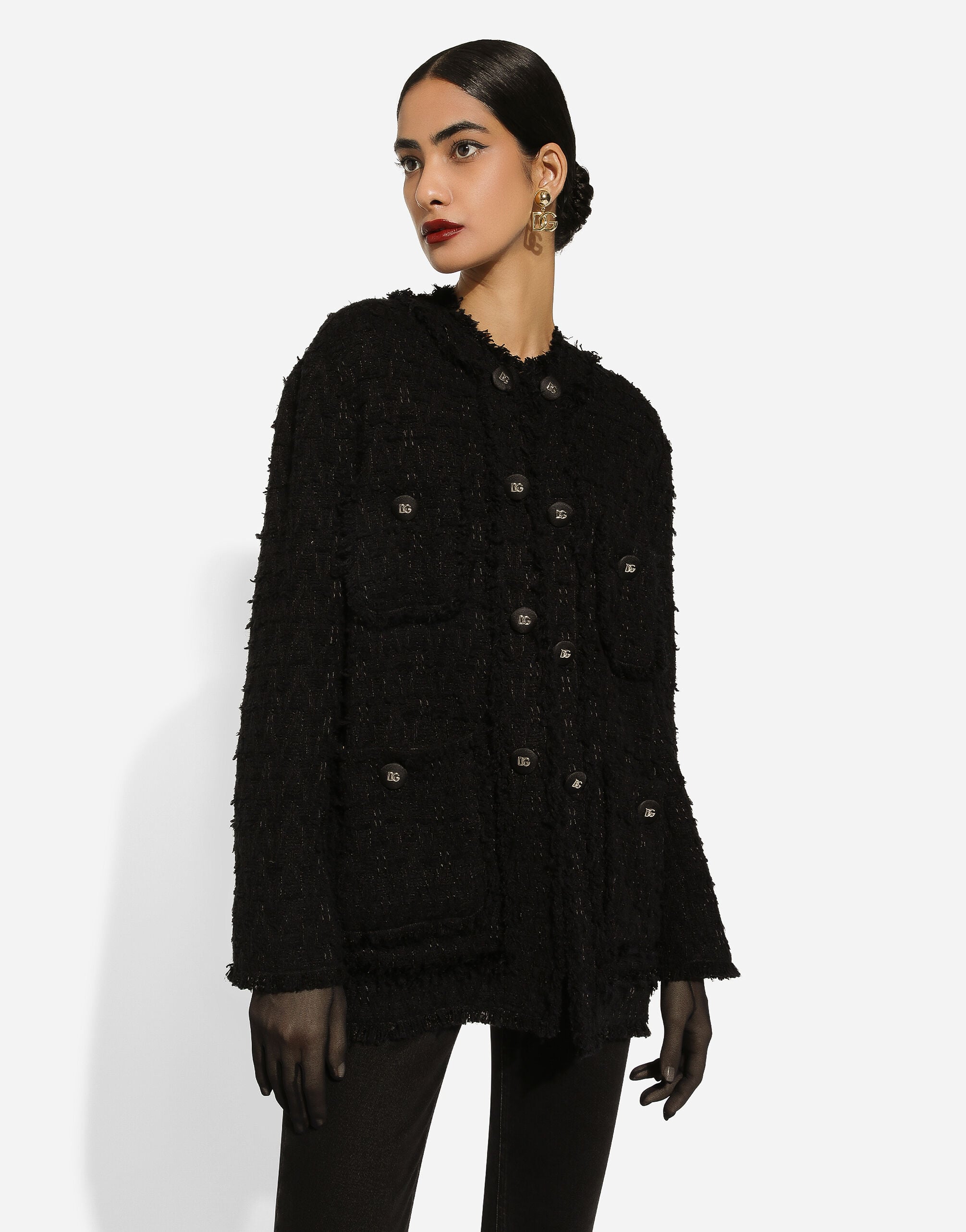 Single-breasted rush-stitch jacket in Black for Women