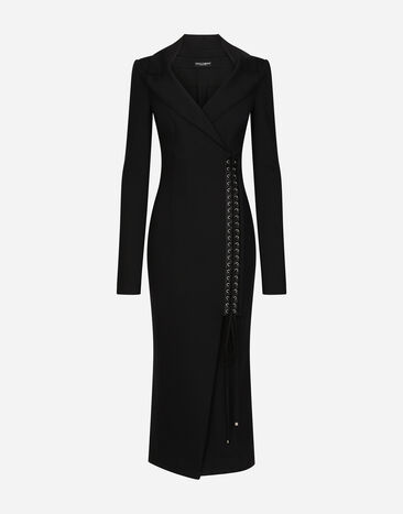 Dolce & Gabbana Vestido estilo abrigo de punto con cordones y ojales Negro F6AOVTFUUBD