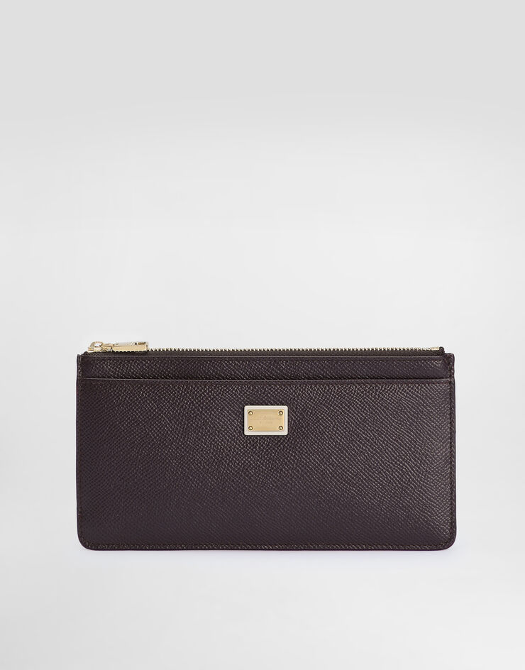 Dolce & Gabbana Portacarte grande in pelle di vitello con targhetta logata Viola BI1265A1001