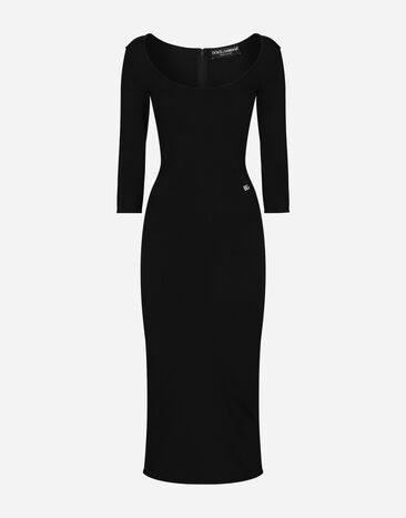Dolce & Gabbana Calf-length viscose knit dress Black FXS20TJFMEV