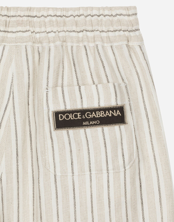 Dolce & Gabbana Bermuda en lin avec étiquette à logo Multicolore L43Q49FR4BY