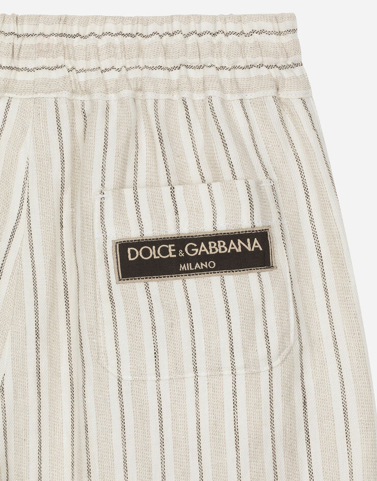 Dolce & Gabbana Linen shorts with branded label Multicolor L43Q49FR4BY