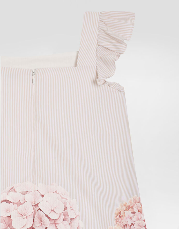 Dolce & Gabbana Hydrangea-print striped cotton canvas dress Multicolor L54DN6FI5NR