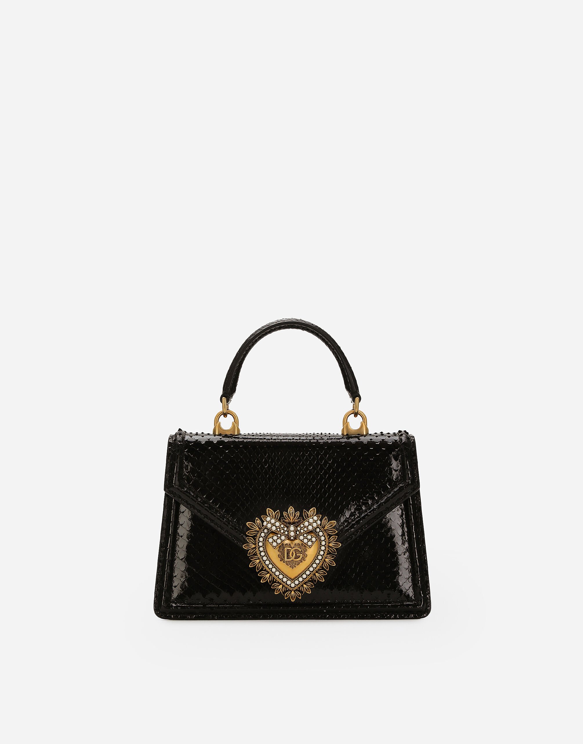 Small Devotion bag in python skin in Black for Women Dolce Gabbana