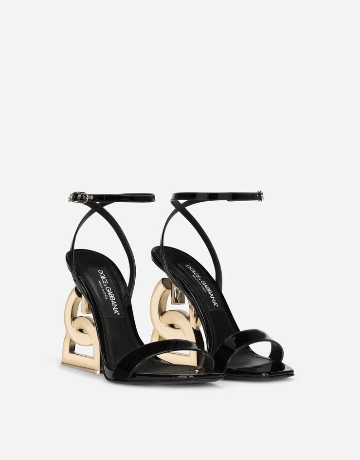 Dolce&Gabbana Patent leather sandals with 3.5 heel Black CR1175A1471