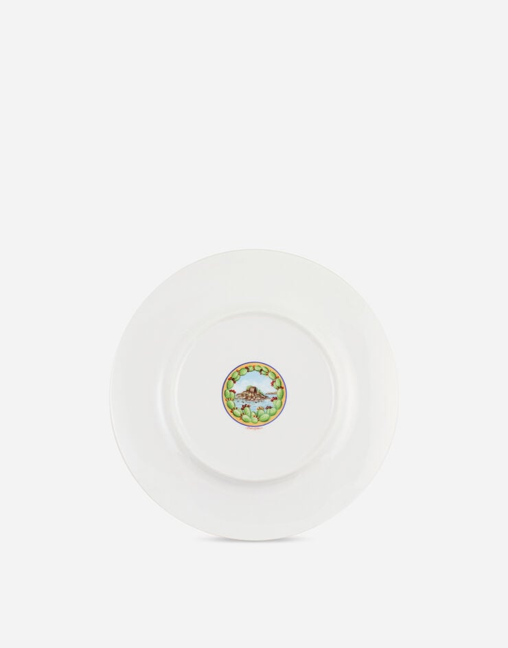 Dolce & Gabbana Set 2 Dessert Plates in Fine Porcelain Multicolor TC0S03TCA04
