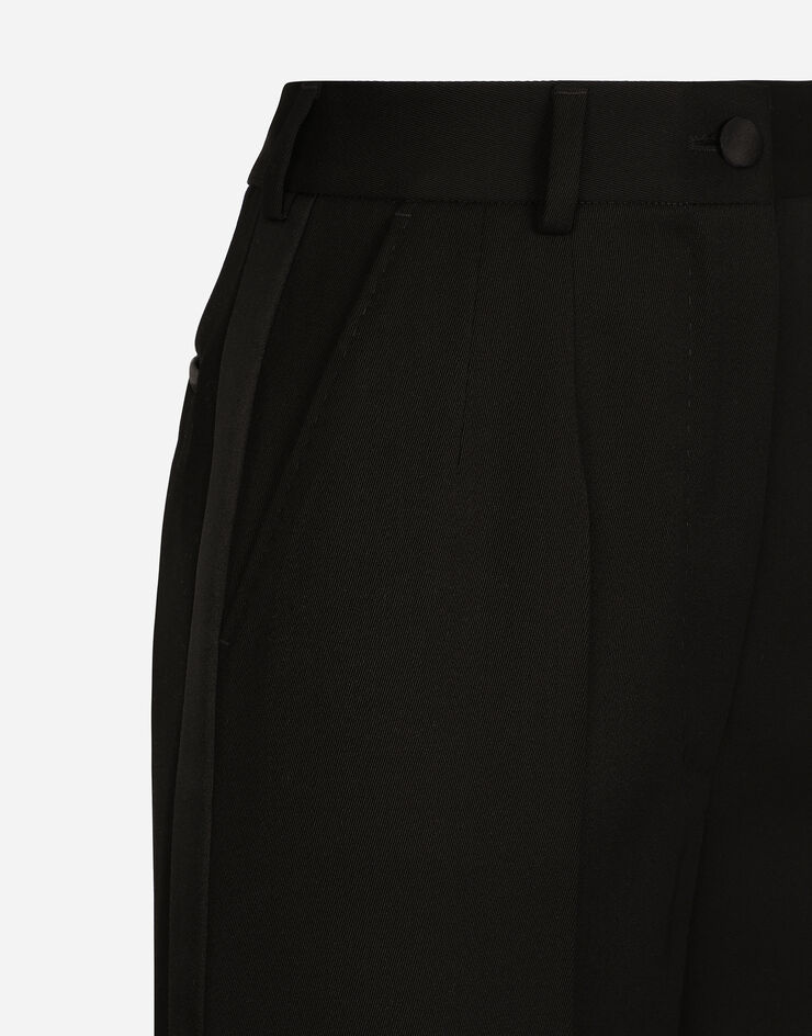 Dolce & Gabbana Ausgestellte Hose aus Wollgabardine Black FTC32TFU28J