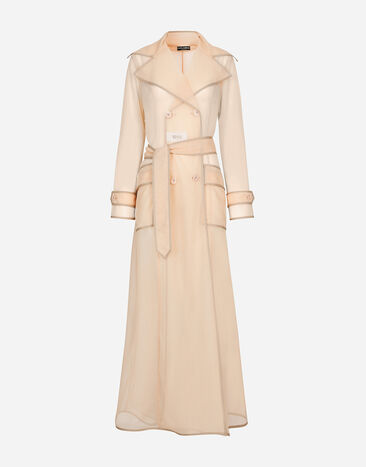 Dolce&Gabbana KIM DOLCE&GABBANA Marquisette trench coat with belt Beige F7W98TFUWDU