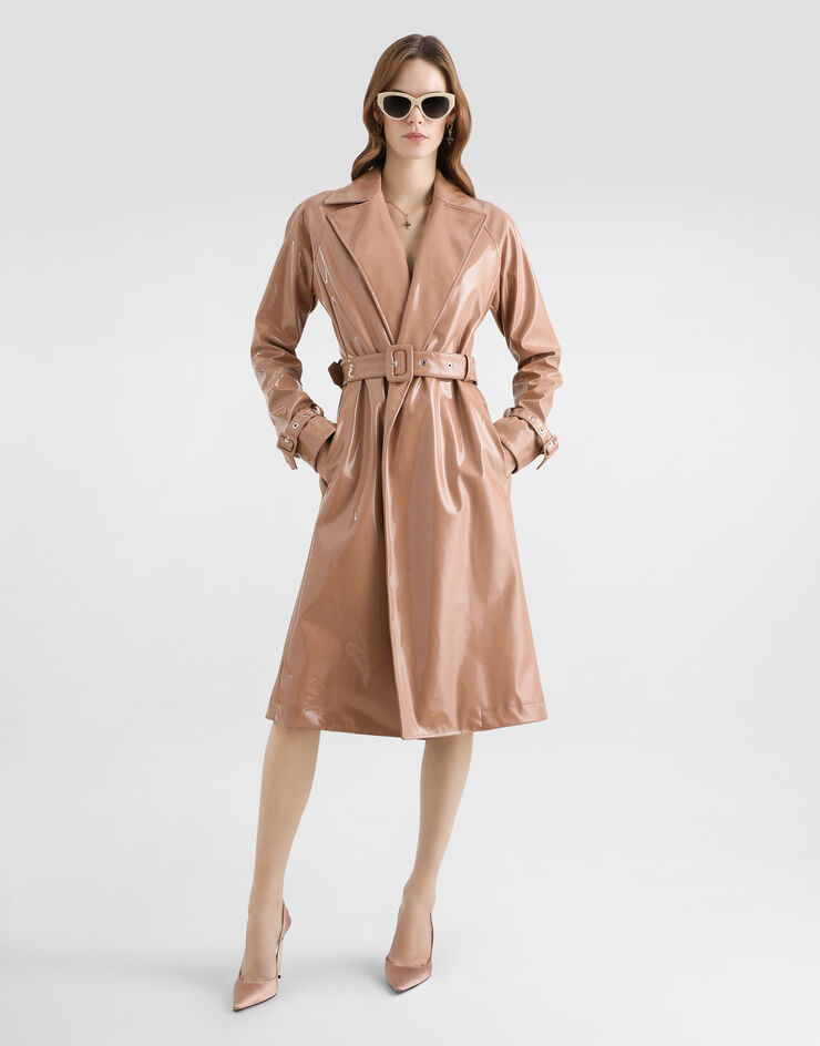 Dolce & Gabbana Trench in ecopelle spalmato Cipria F0W3WTFUSW7