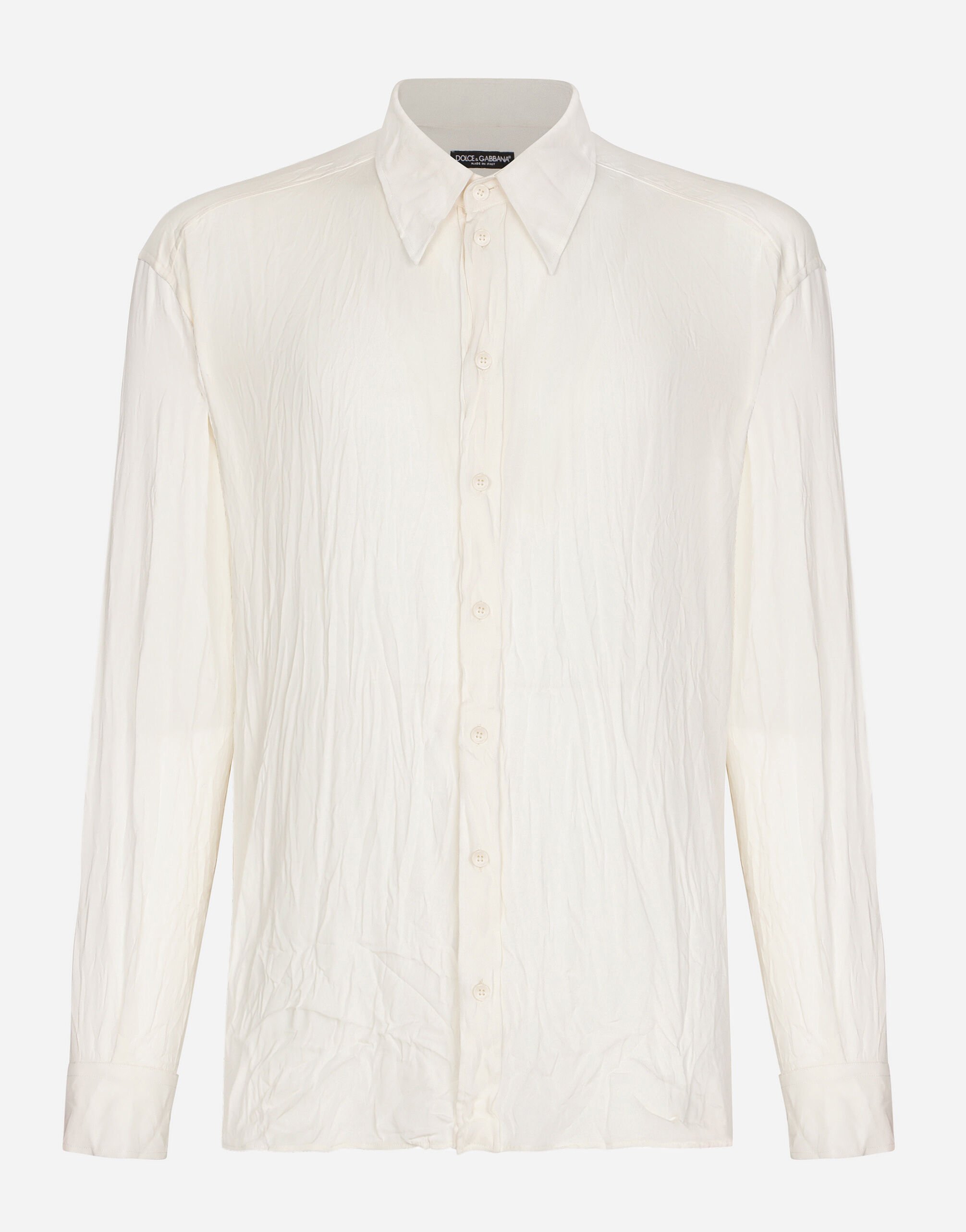 Dolce & Gabbana Camisa oversize en charmeuse de seda elástica Plateado WNG101W0001