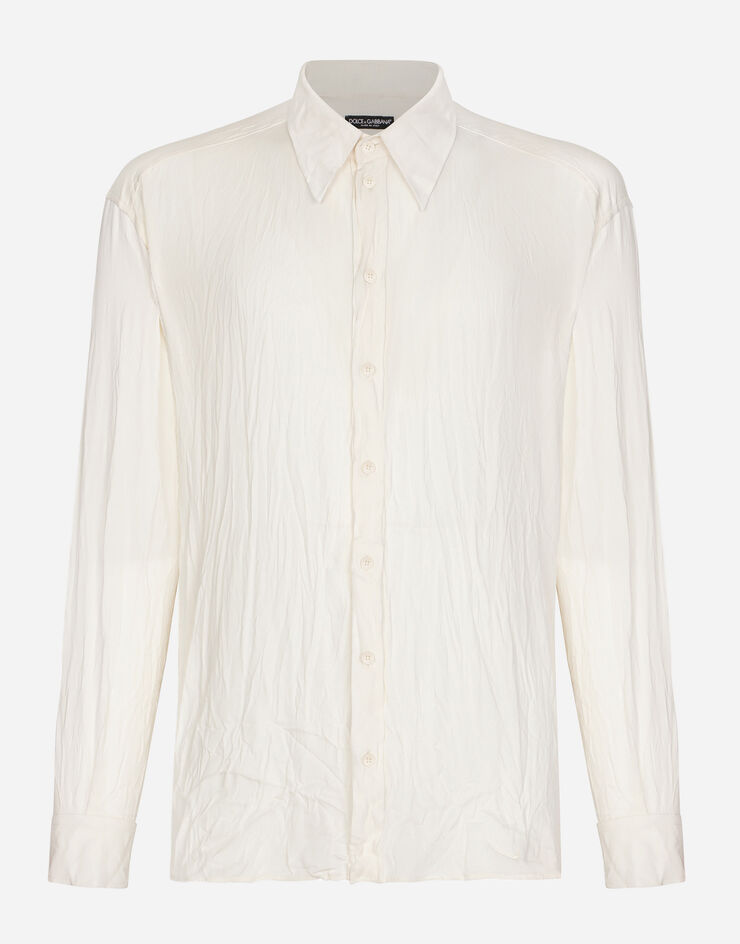 Dolce & Gabbana Oversize stretch satin charmeuse shirt White G5IT7TFUABF
