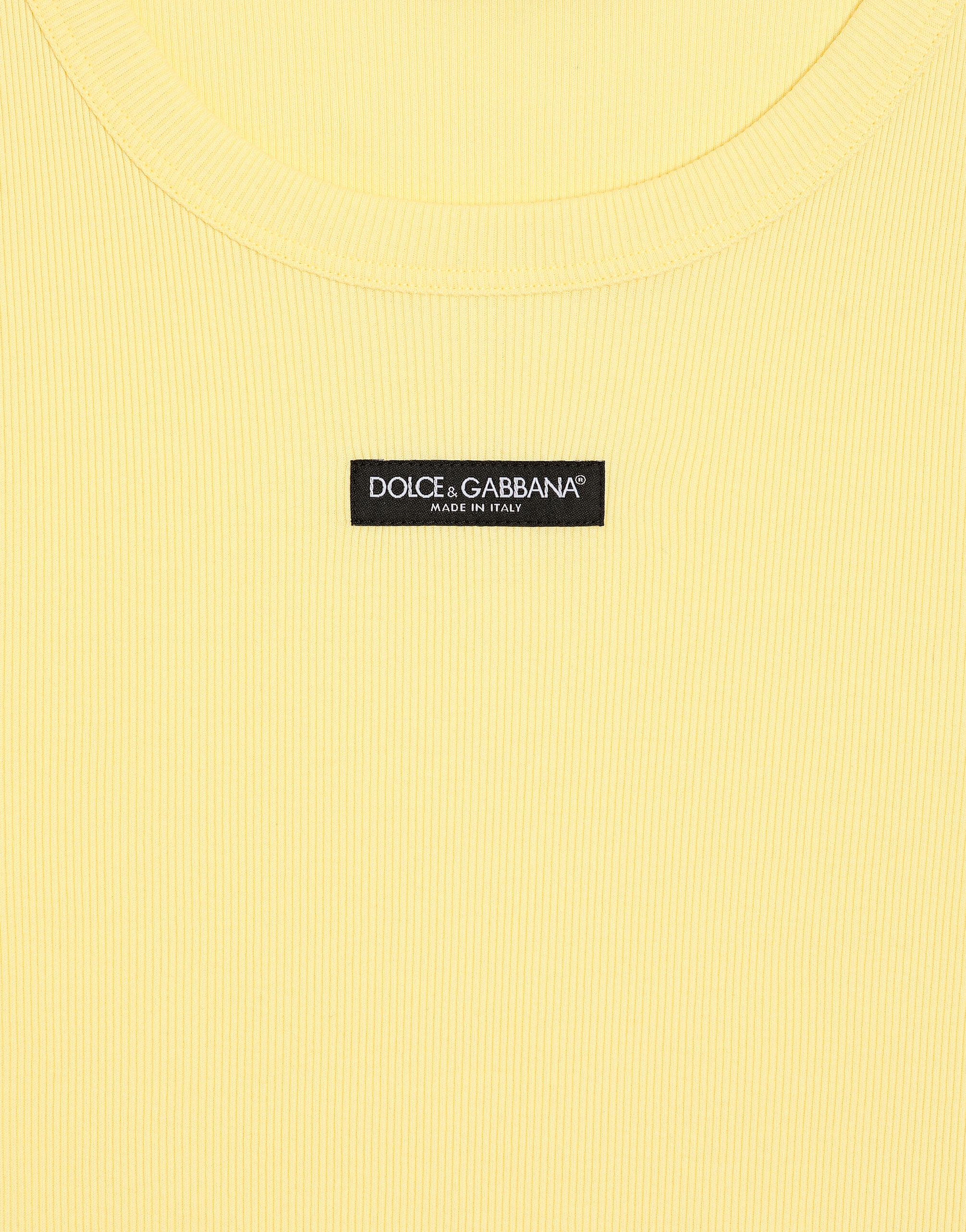 D&G ヴィンテージ タンクトップ イエロー Ribbed jersey tank top with logo in Yellow for Women