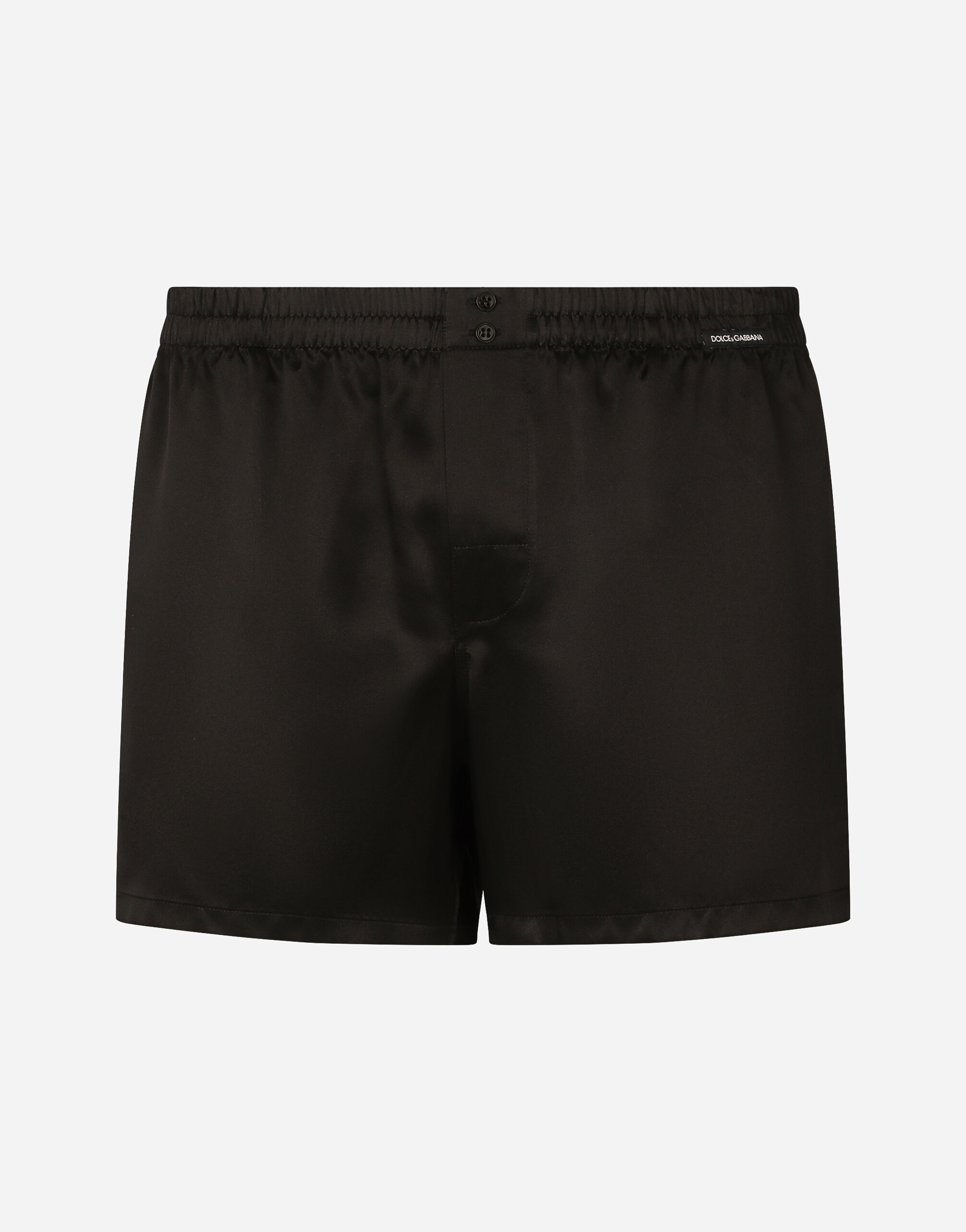 Dolce & Gabbana Short en soie avec étiquette à logo Noir M9C03JONN95