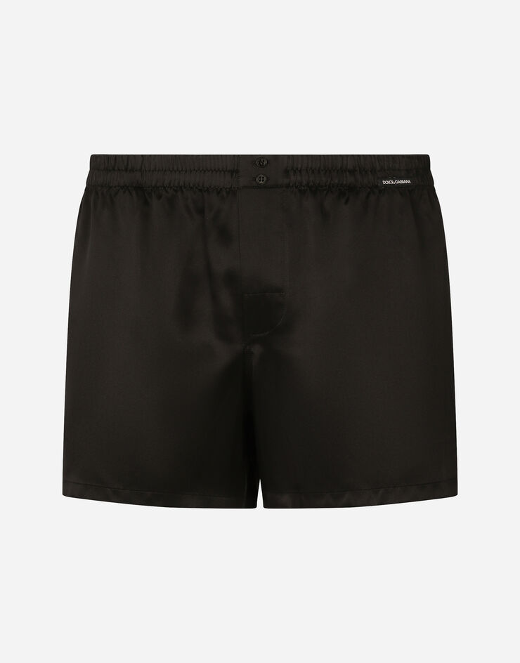 Dolce & Gabbana Shorts de seda con etiqueta con logotipo Noir M3A05TFU1AU