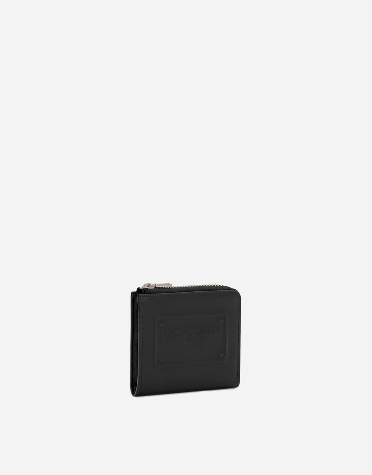 Dolce & Gabbana حافظة بطاقات من جلد عجل بشعار بارز أسود BP3273AG218