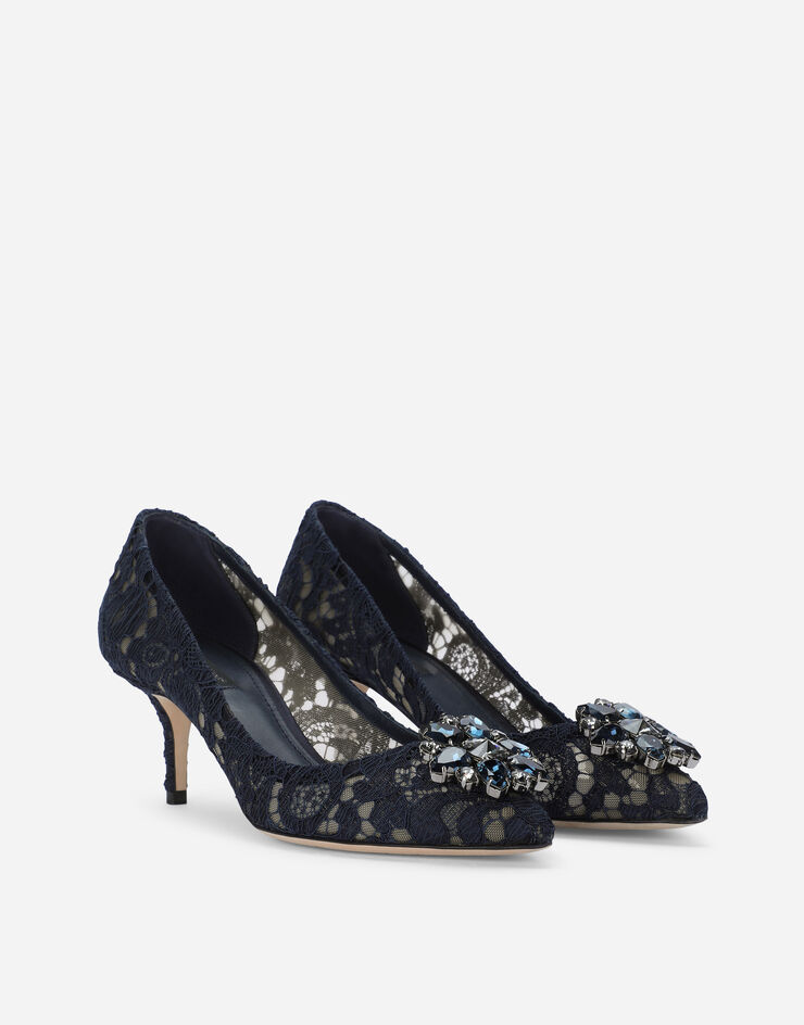 Dolce & Gabbana Lace rainbow pumps with brooch detailing Blue CD0066AL198