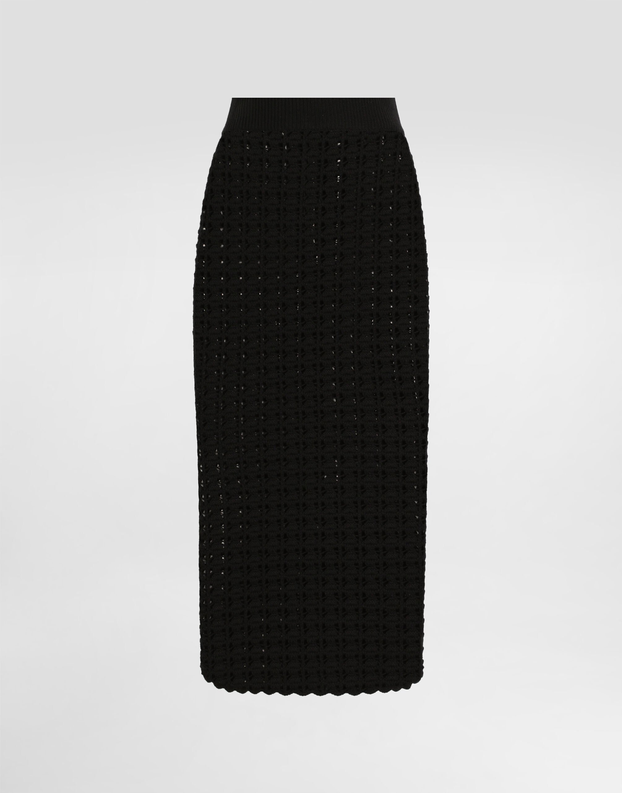 Cotton jacquard palazzo pants with floral print in Black for