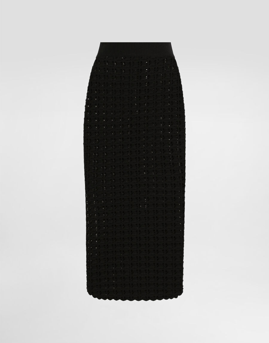 Cotton jacquard palazzo pants with floral print