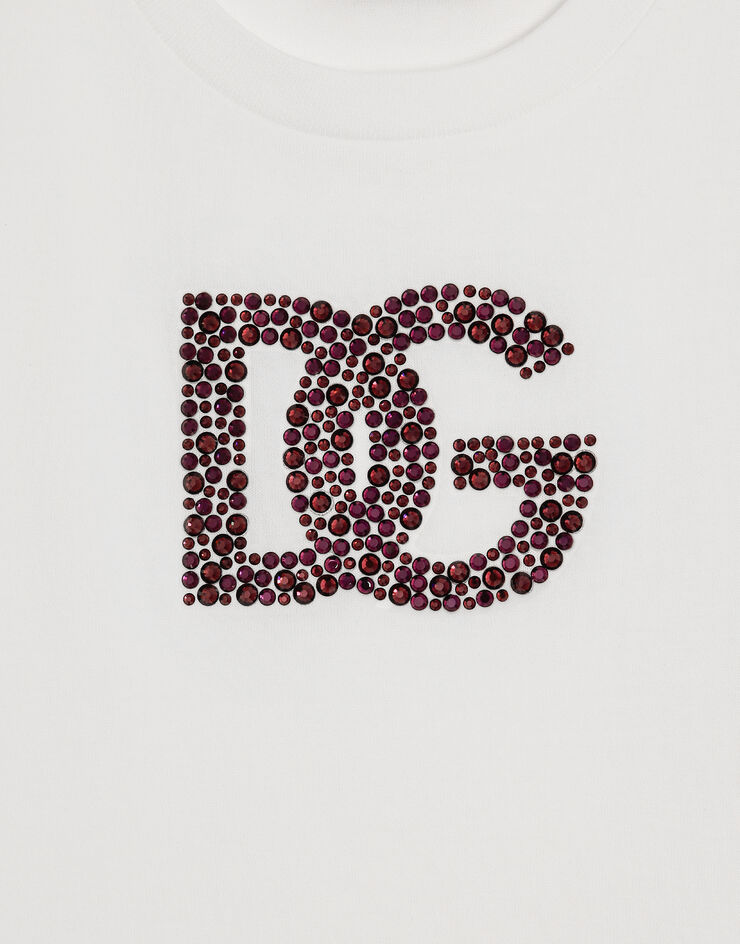 Dolce & Gabbana Short-sleeved jersey t-shirt with dg logo White L5JTNLG7NUS
