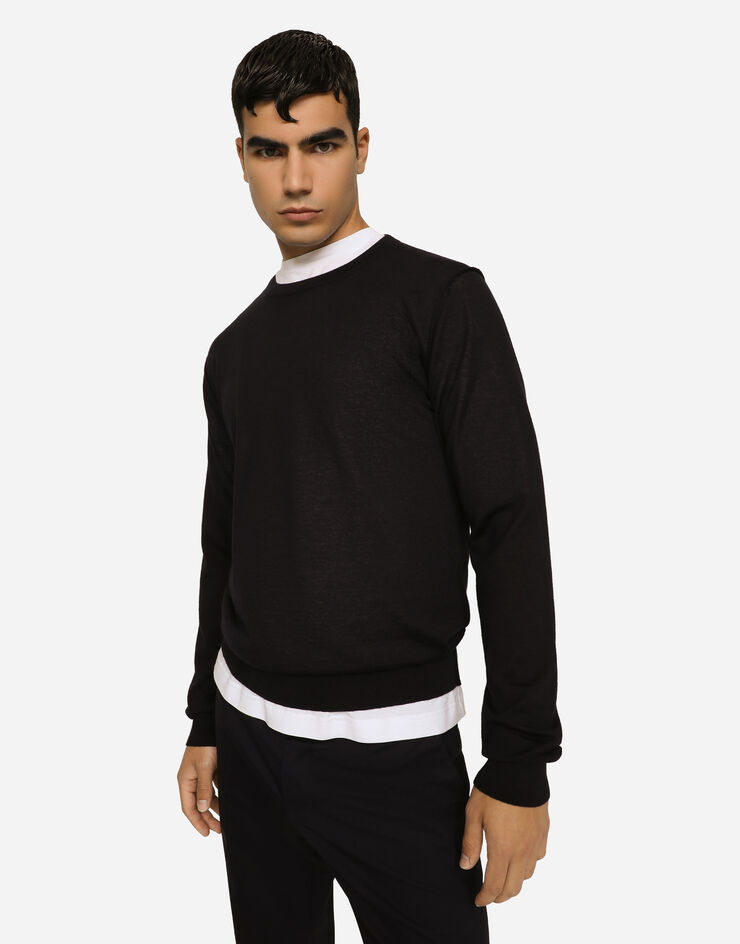 Dolce & Gabbana Crewneck sweater in cashmere Blue GX412TJAWLA