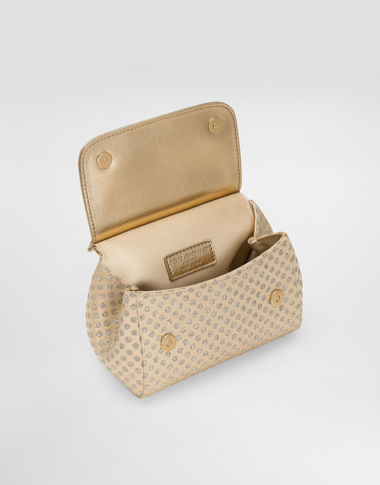 Dolce & Gabbana Satin Sicily crossbody bag with glittery polka-dots and rhinestones Gold EB0003AU184