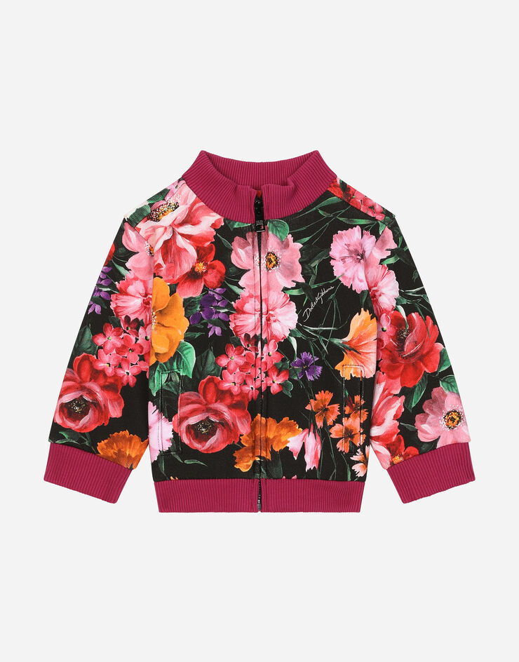 Dolce & Gabbana Sudadera de punto con estampado de flores sobre base negra Imprima L2JWBFHS7PK