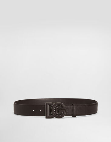 Dolce & Gabbana Cinturón en piel de becerro con estampado de ciervo Marrón BC4675AT489